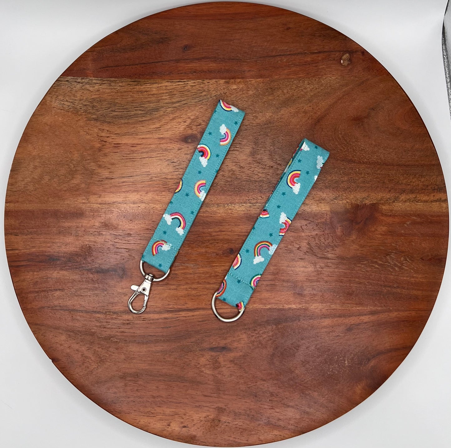 Teal Rainbow Lanyard