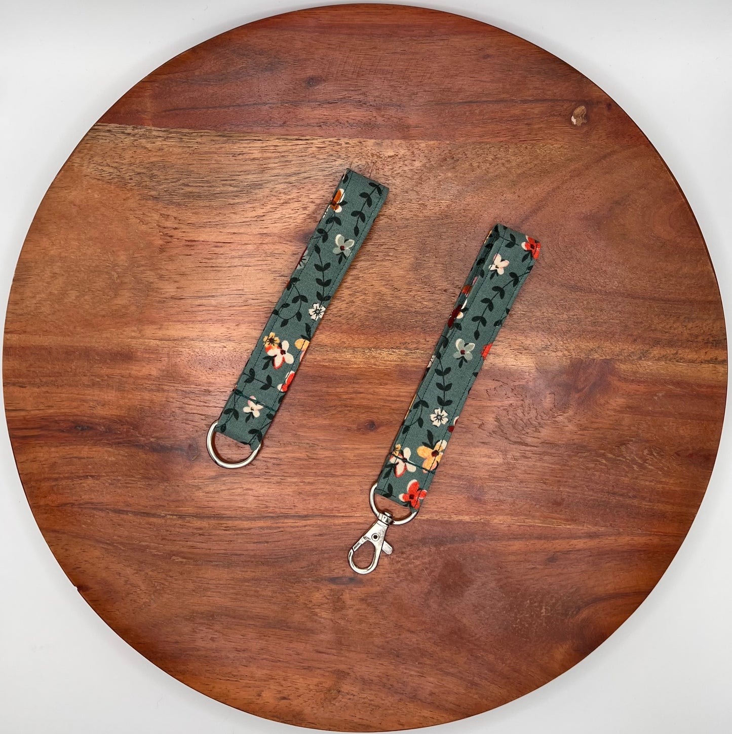 Teal and Orange Floral Lanyard