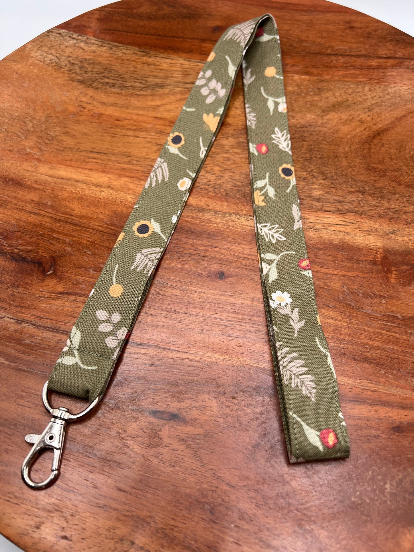 Olive Fall Floral Lanyard