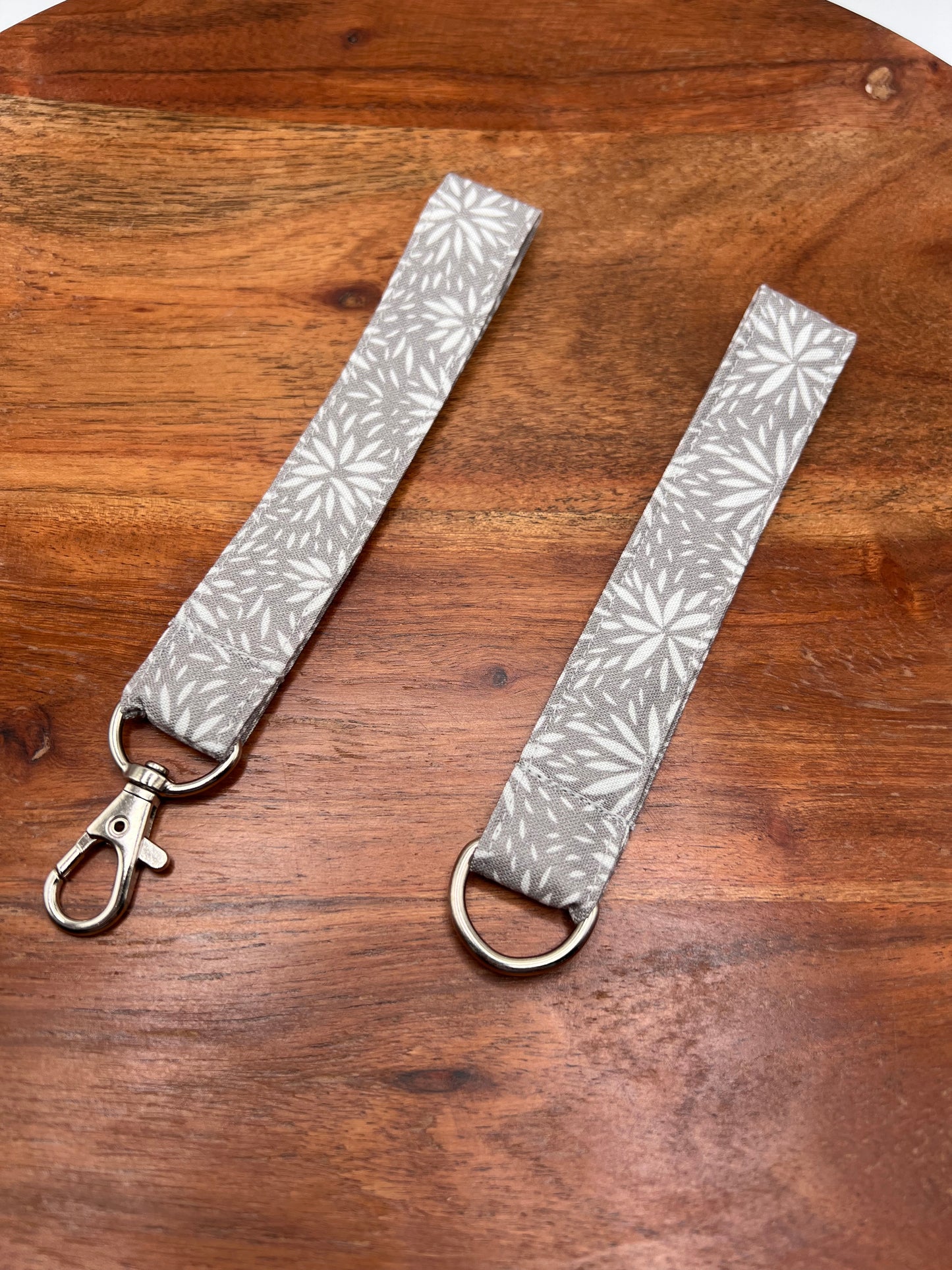 Gray Floral Lanyard