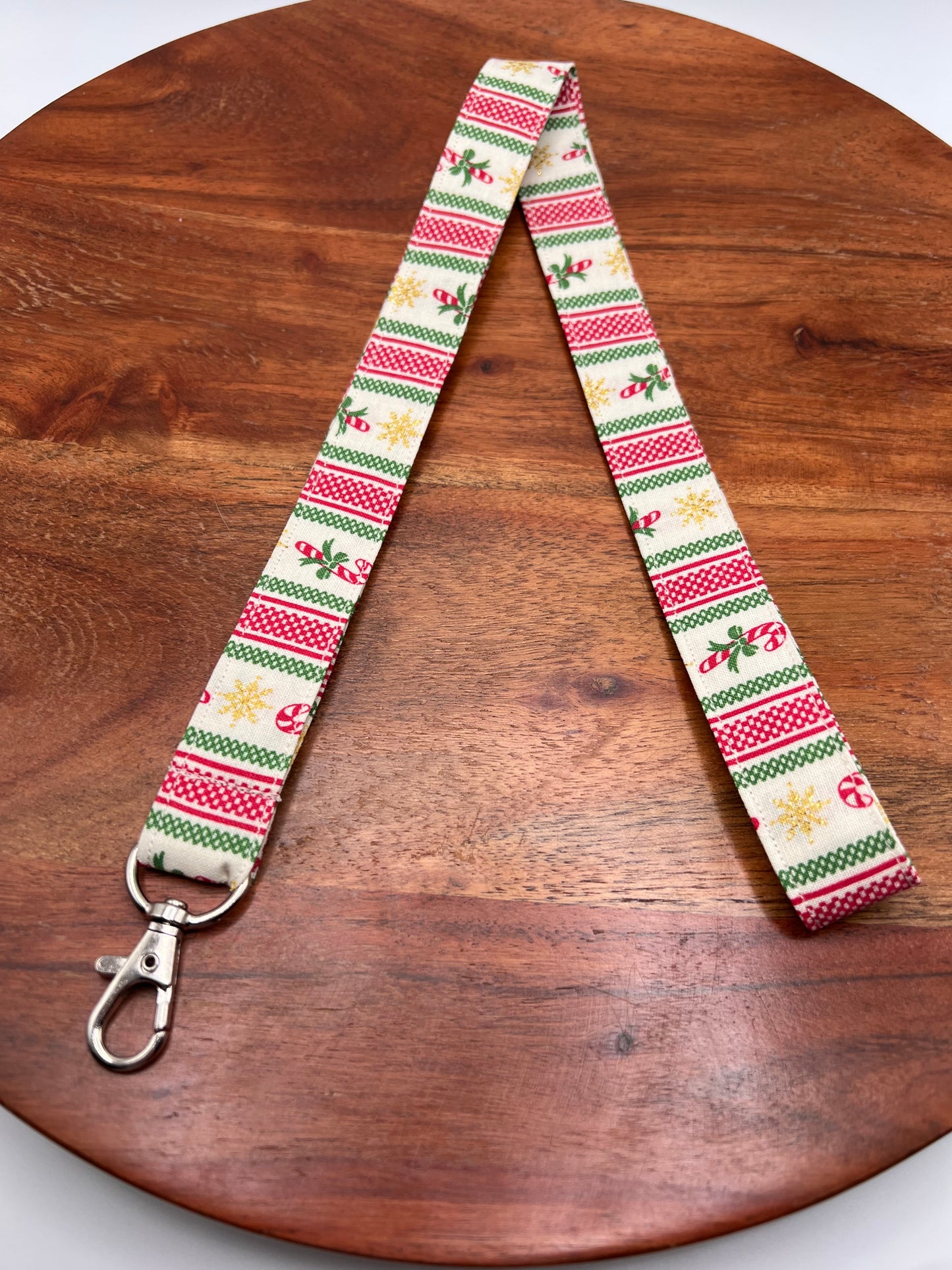 Vintage Christmas Stripe Lanyard