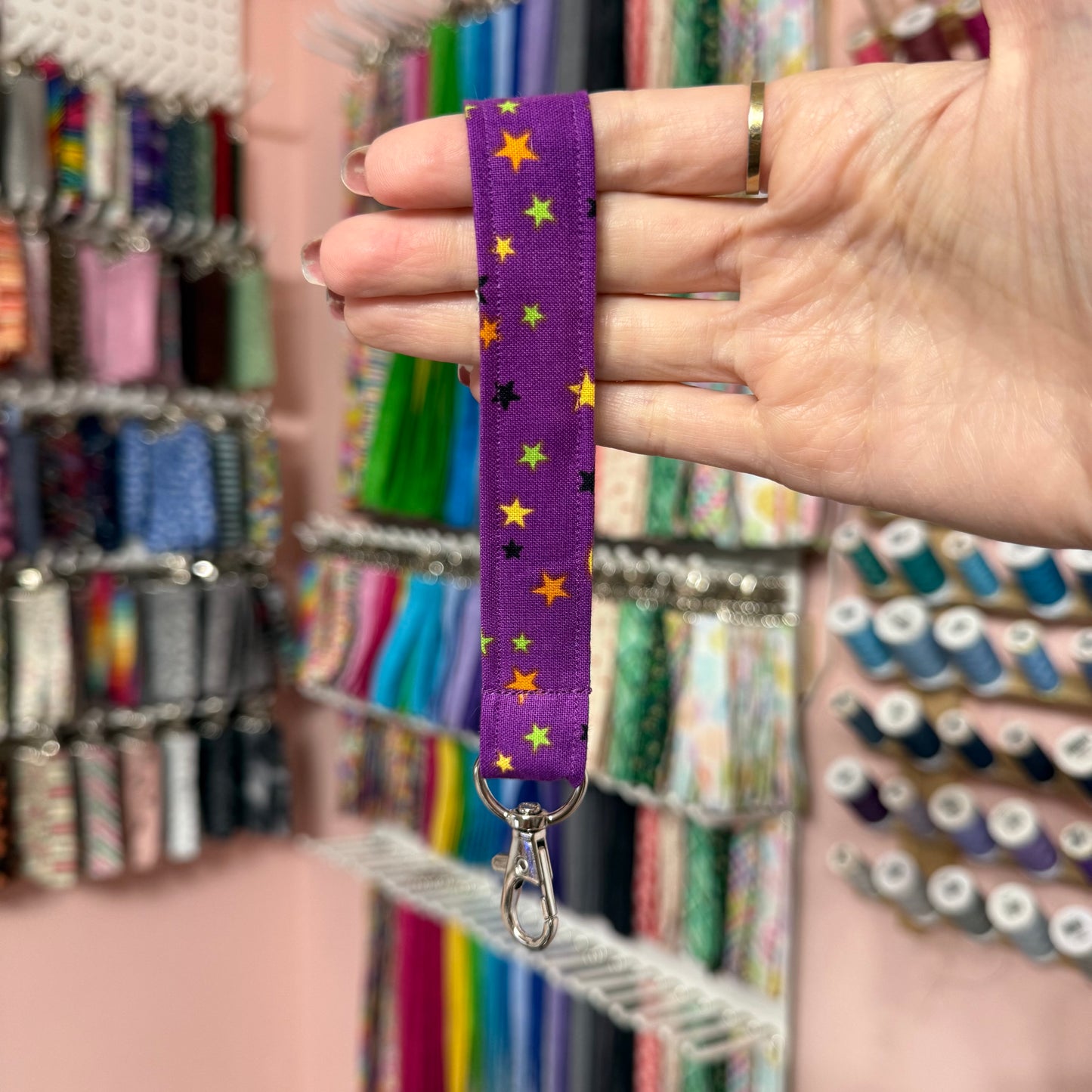 Halloween Purple Stars and Moons Wristlet