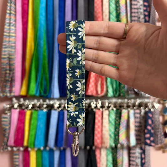 Teal Floral Stems Wristlet