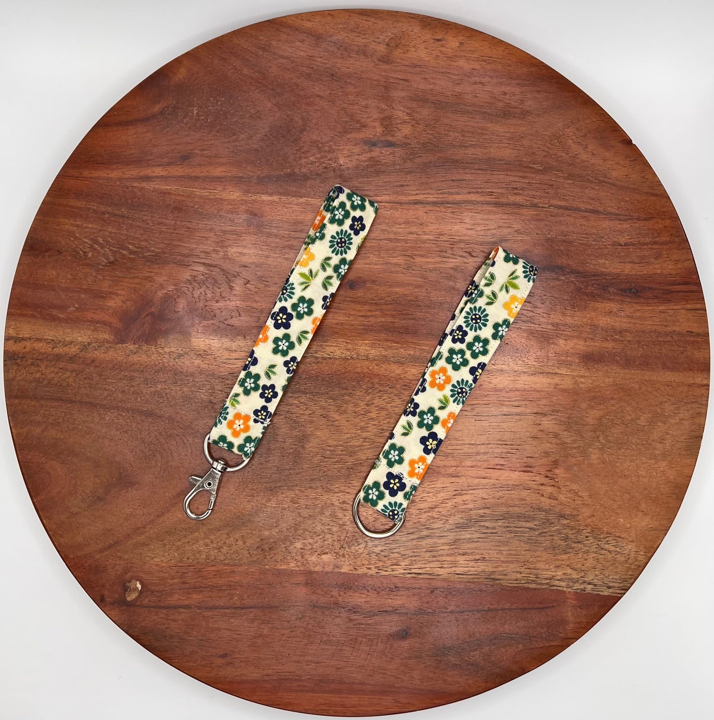 Blue, Orange, and Green Floral Lanyards