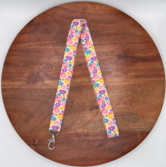 Rainbow Floral Lanyard