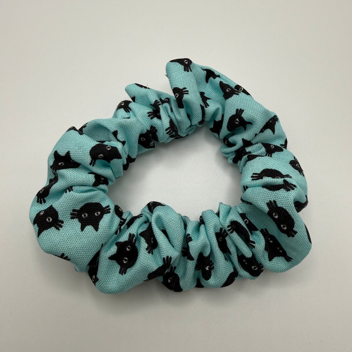Teal Black Cats Scrunchie
