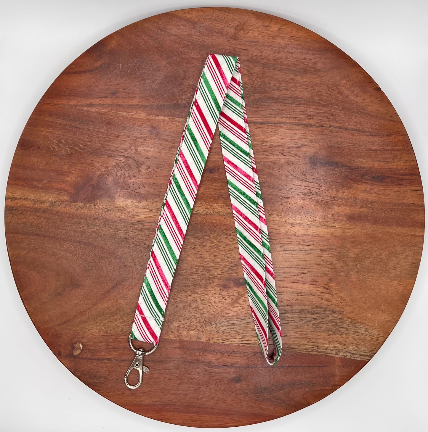 Diagonal Peppermint Stripe Lanyard