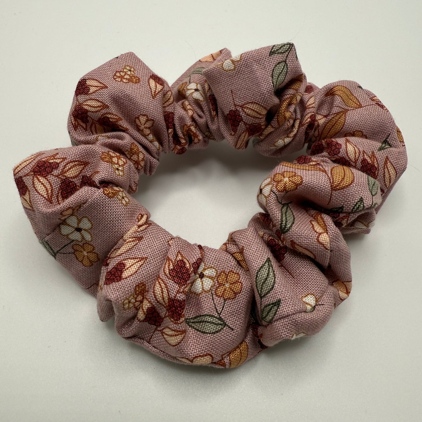 Mauve Fall Floral Scrunchie