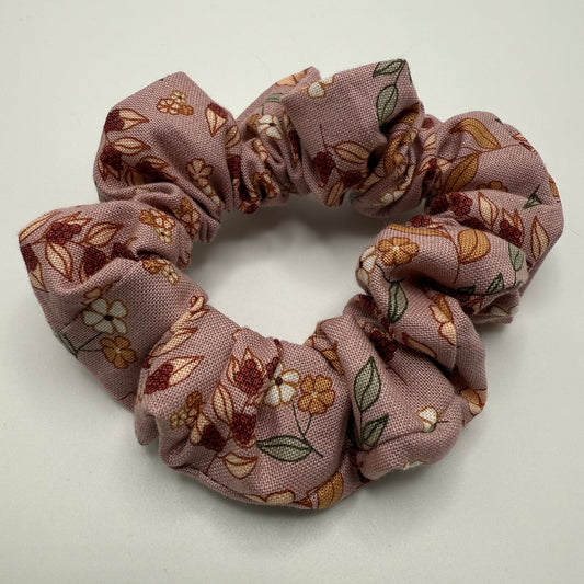 Mauve Fall Floral Scrunchie