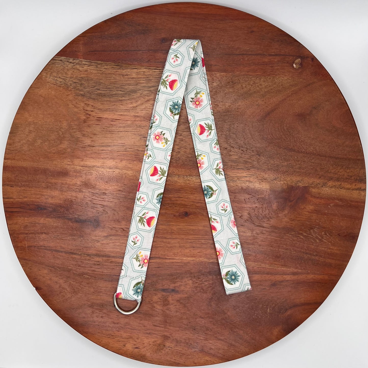 Teal Floral Hexies Lanyard