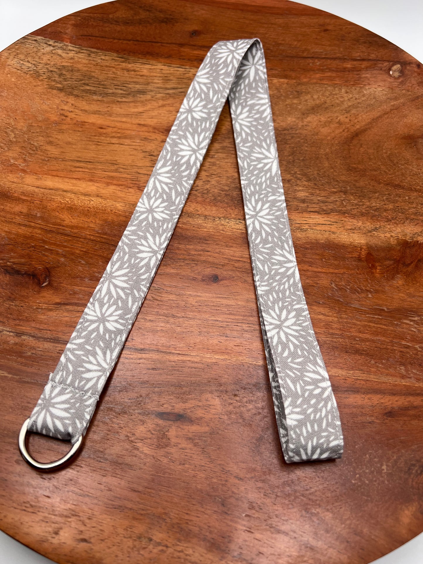 Gray Floral Lanyard