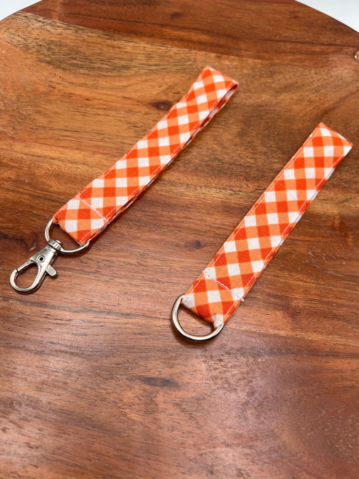 Orange and White Plaid Lanyard