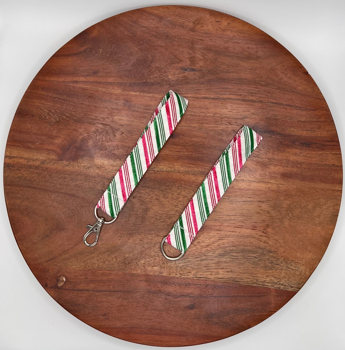 Diagonal Peppermint Stripe Lanyard