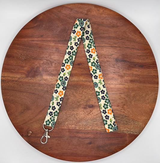 Blue, Orange, and Green Floral Lanyards