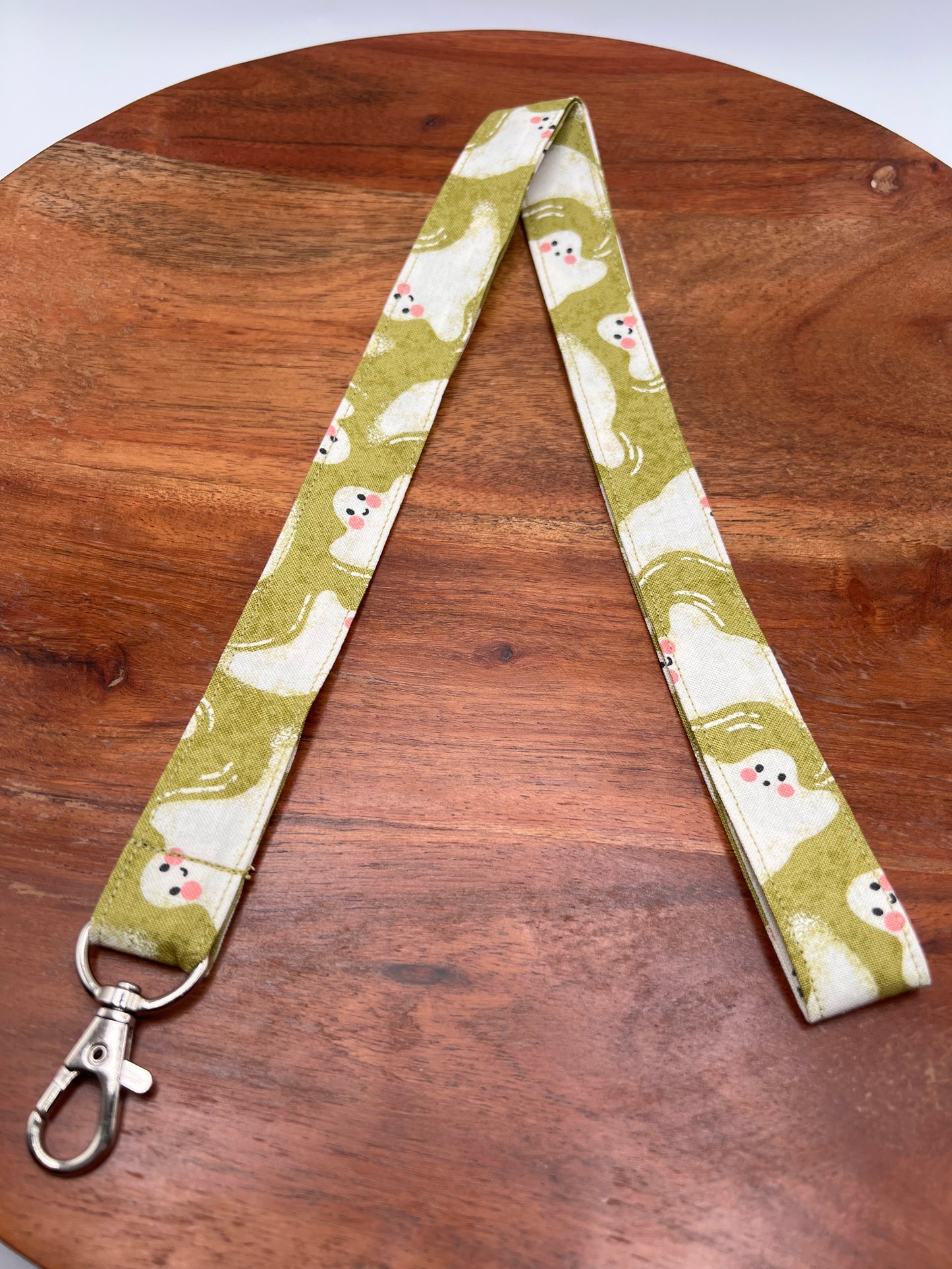 Green Happy Ghost Lanyard