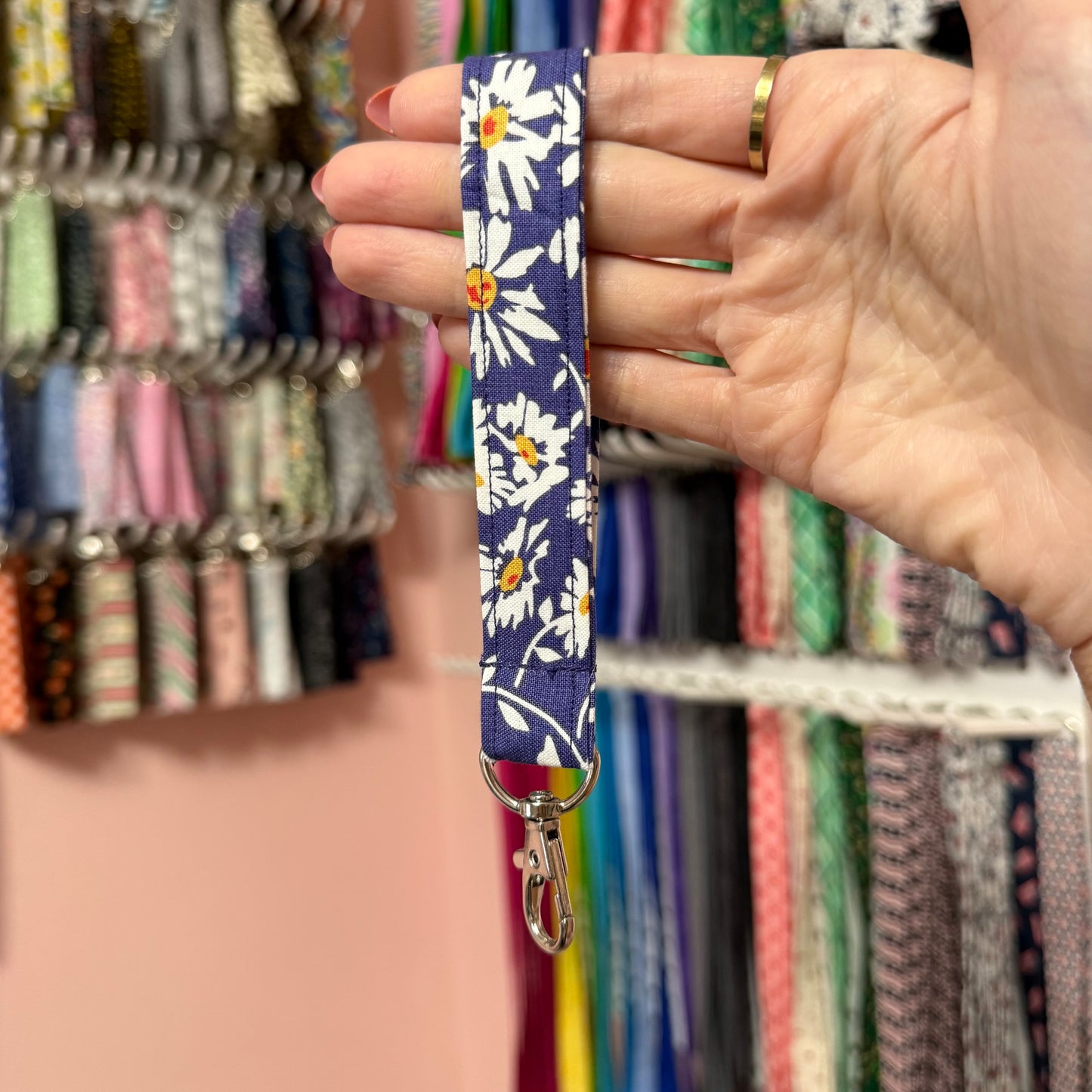 Indigo Floral Wristlet