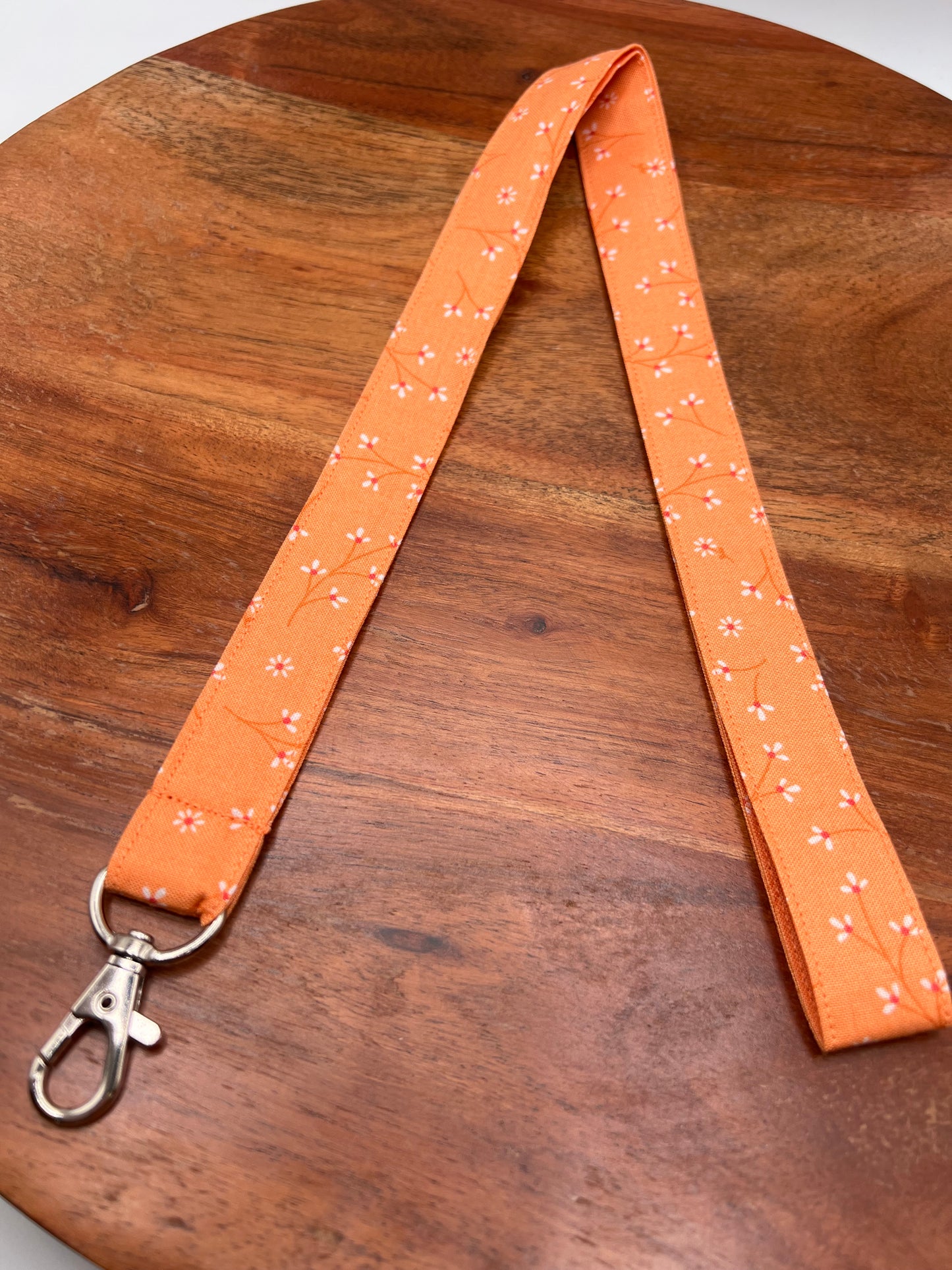 Orange Floral Lanyard