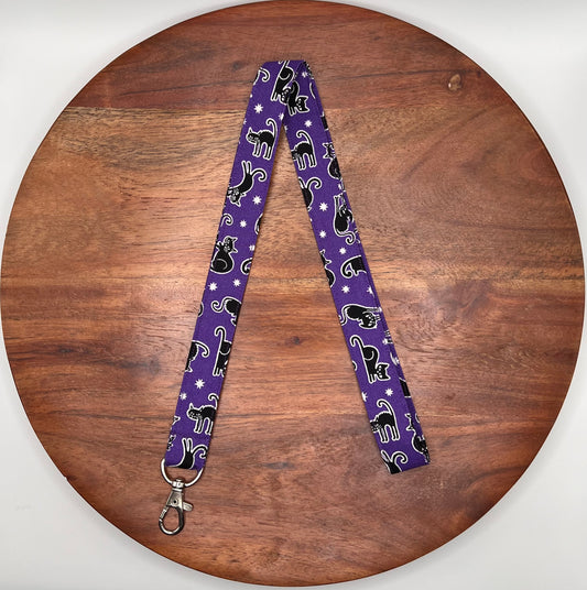 Purple Black Cat Lanyard