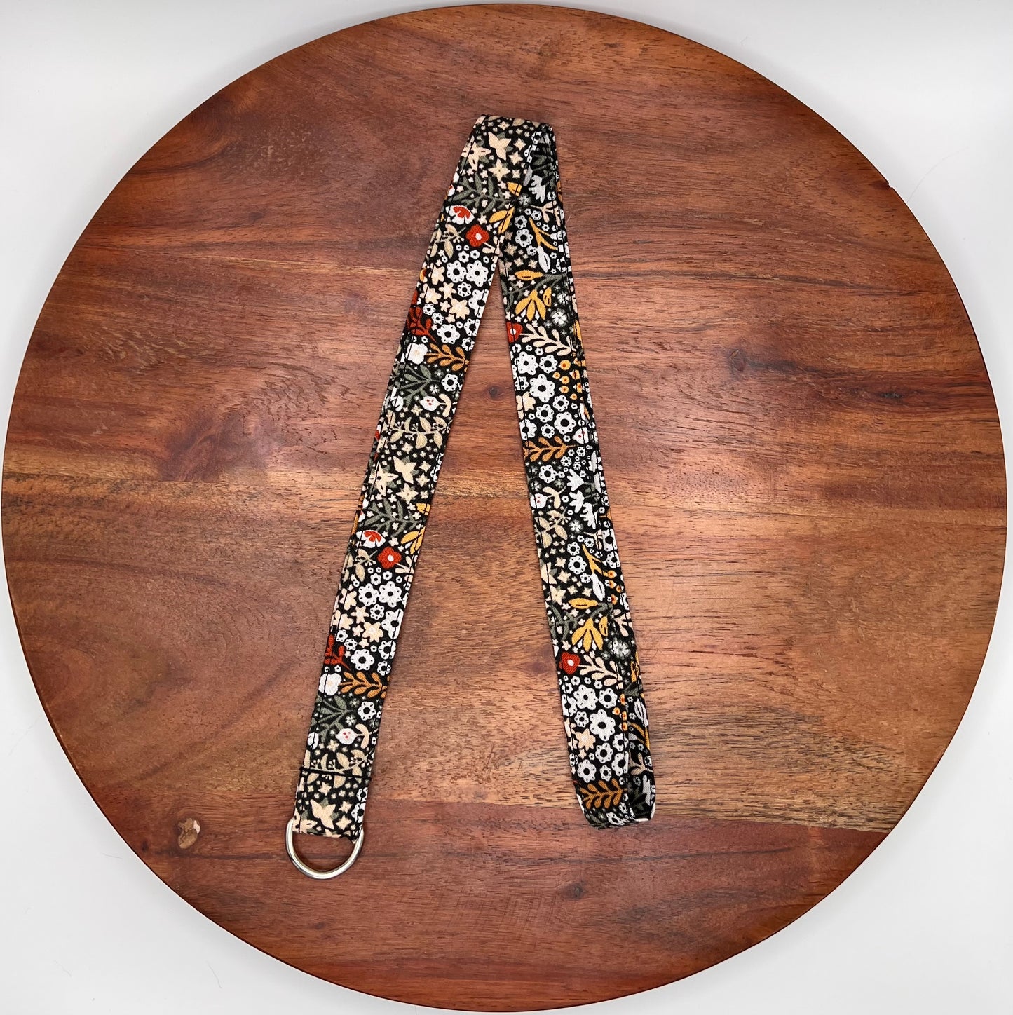 Orange and Black Floral Lanyard