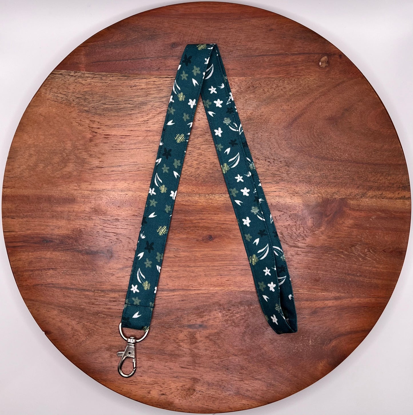 Dark Teal Floral Lanyard