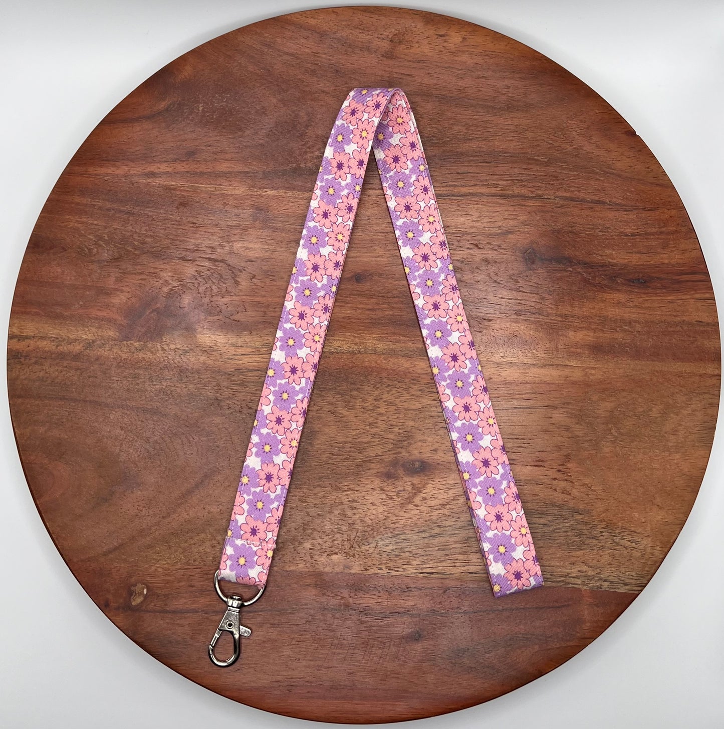 Pink and Purple Floral Lanyard