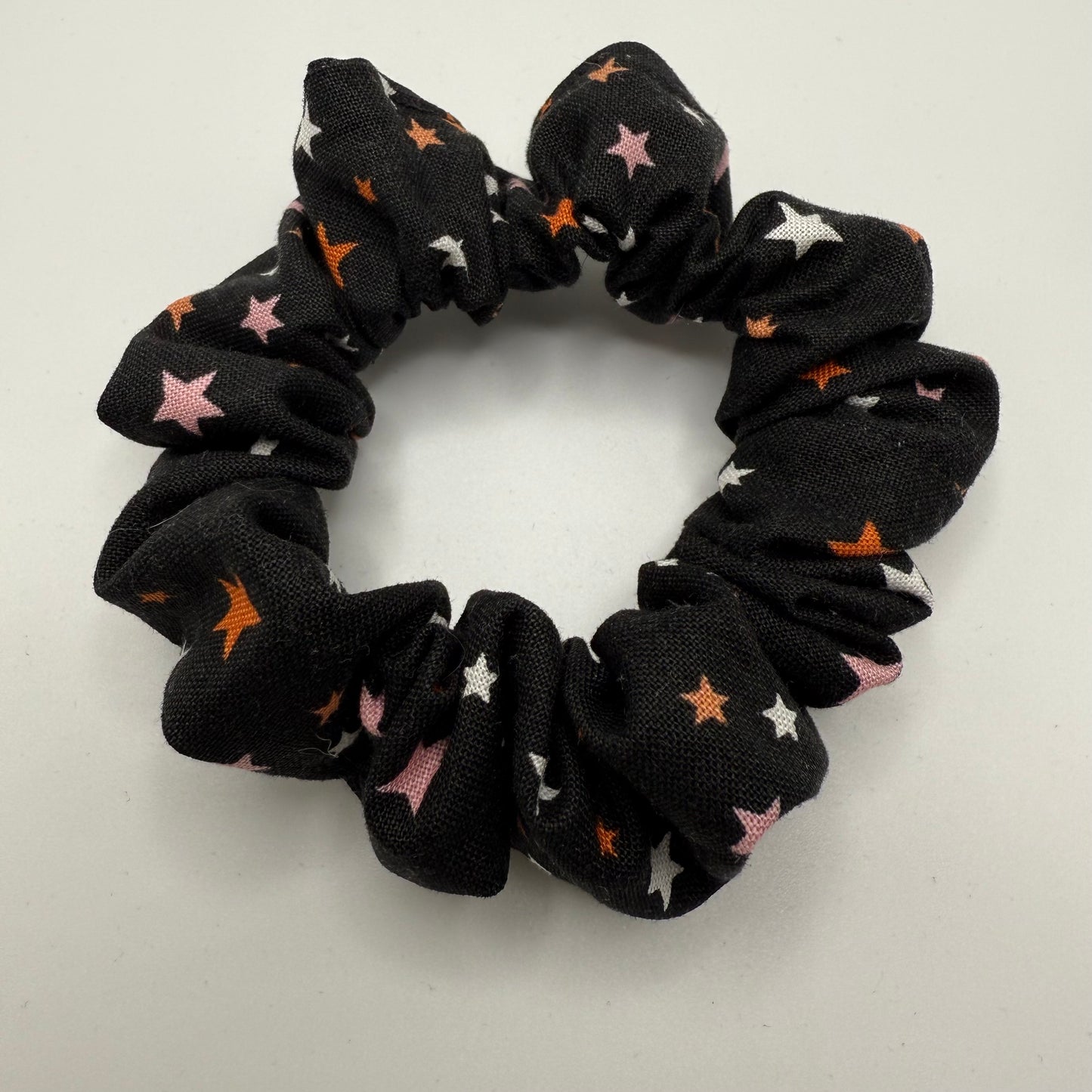 Black, Pink, and Orange Stars Halloween Scrunchie