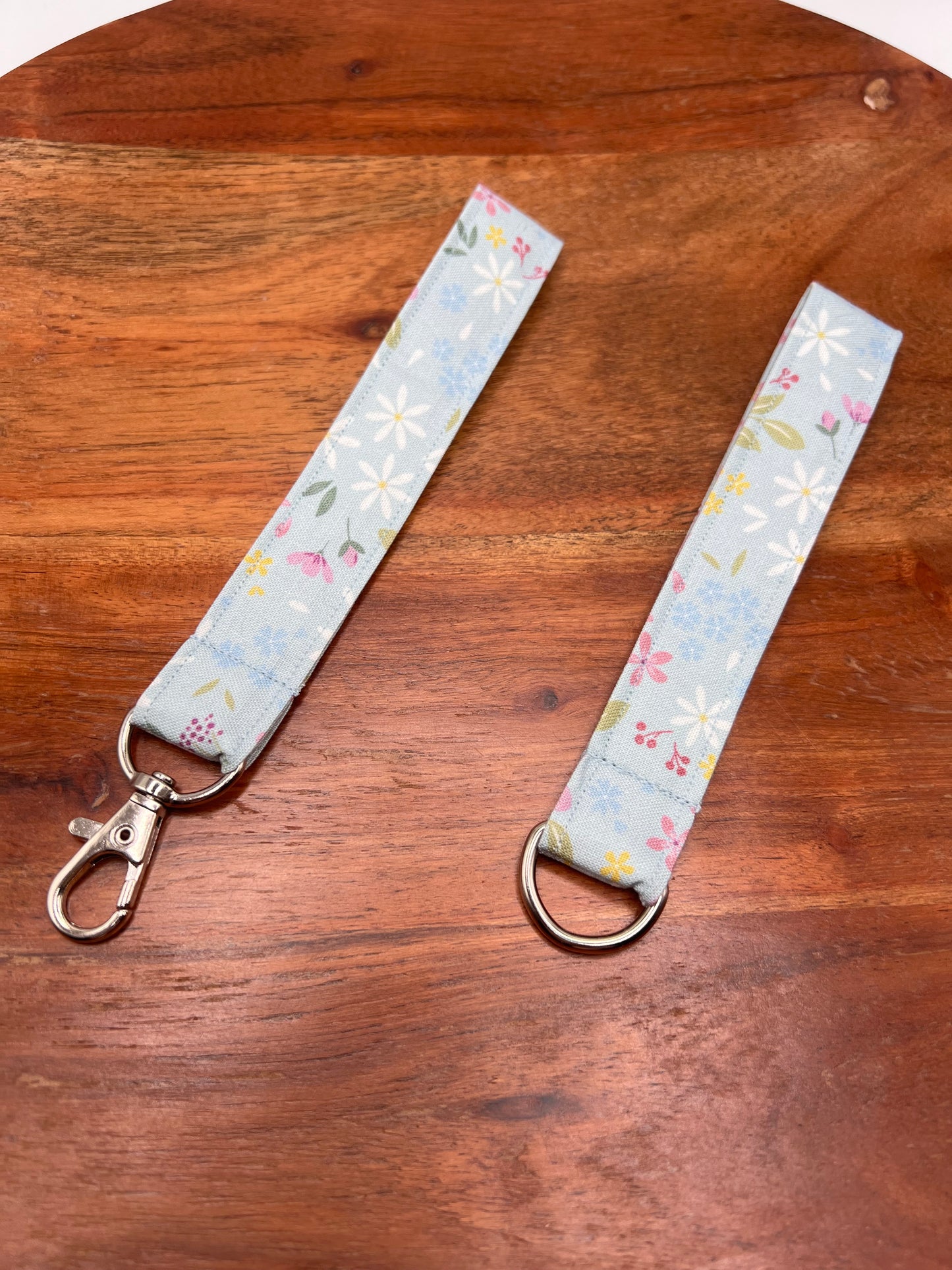 Light Blue and Purple Floral Lanyard