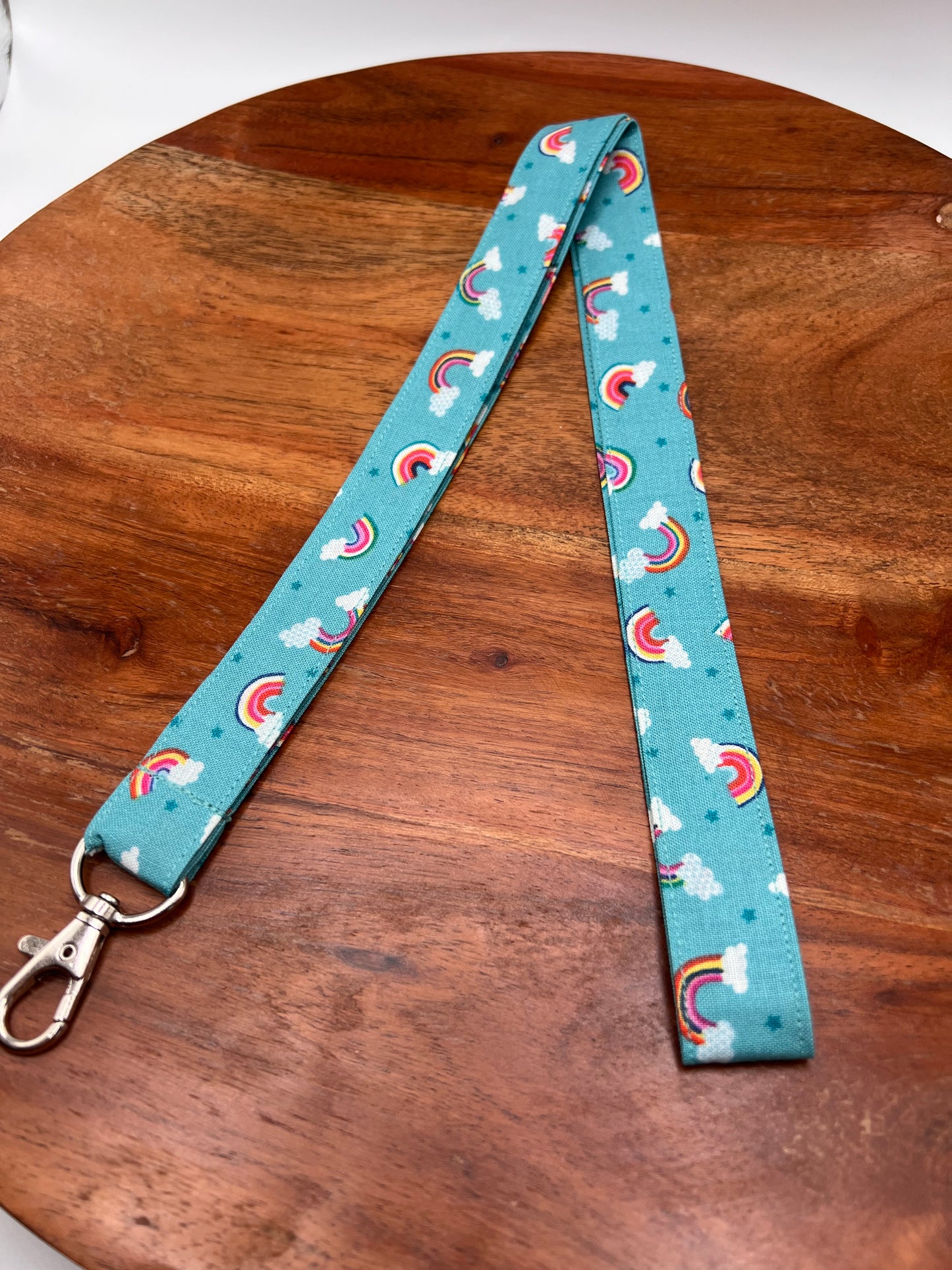 Teal Rainbow Lanyard