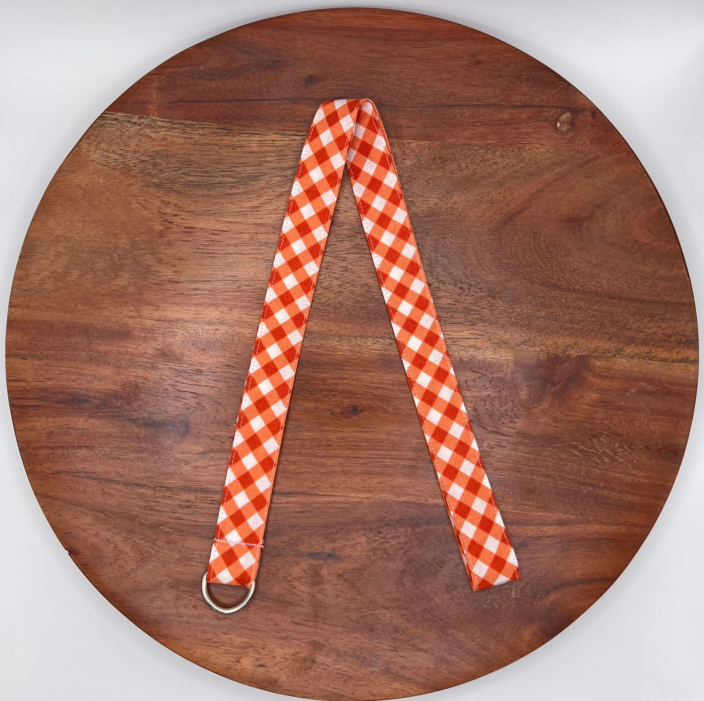 Orange and White Plaid Lanyard