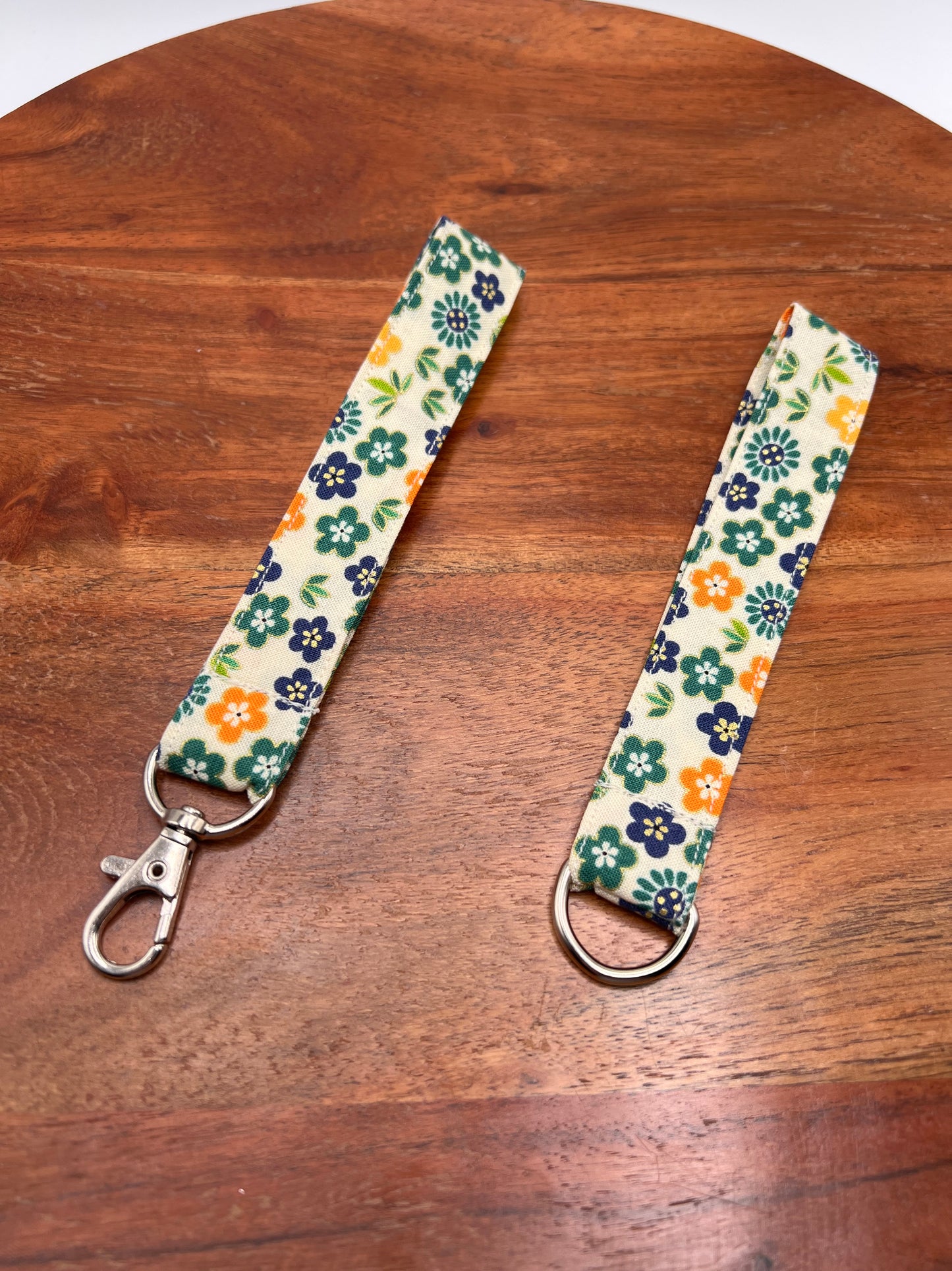 Blue, Orange, and Green Floral Lanyards