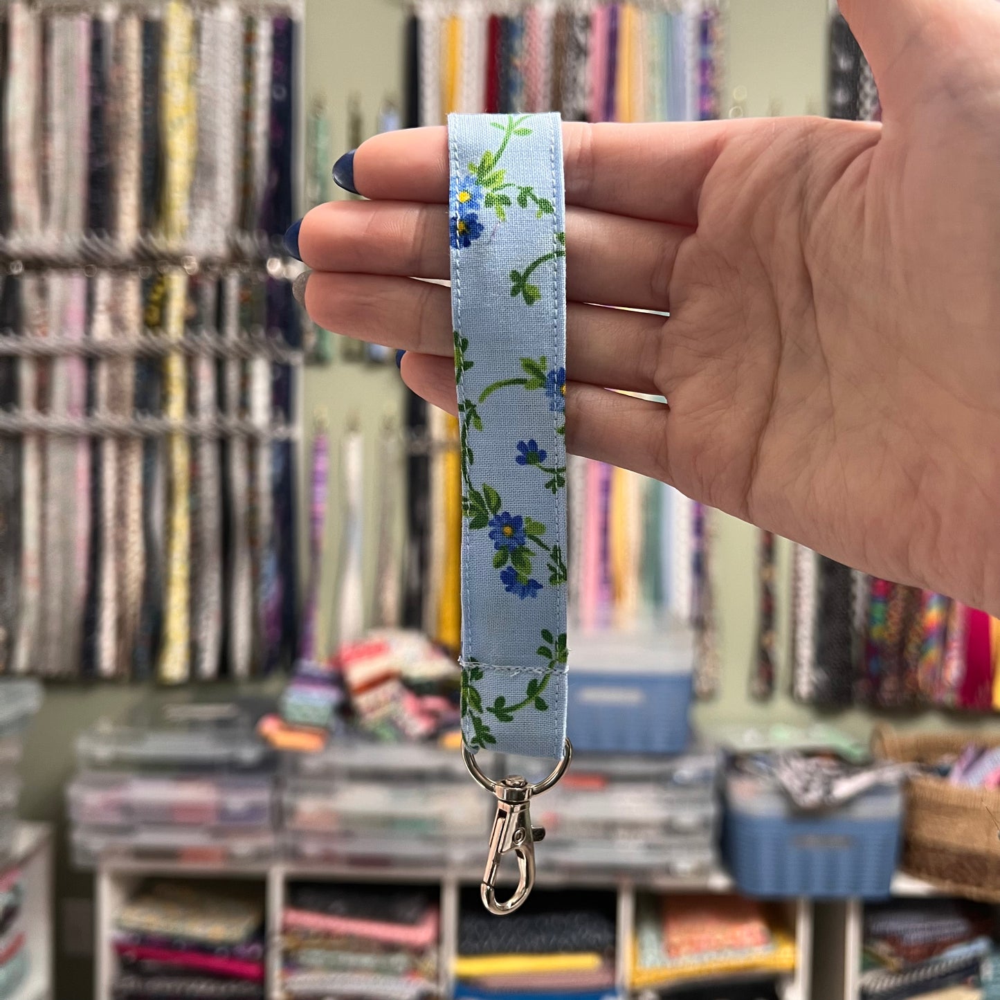 Sky Blue Floral Wristlet