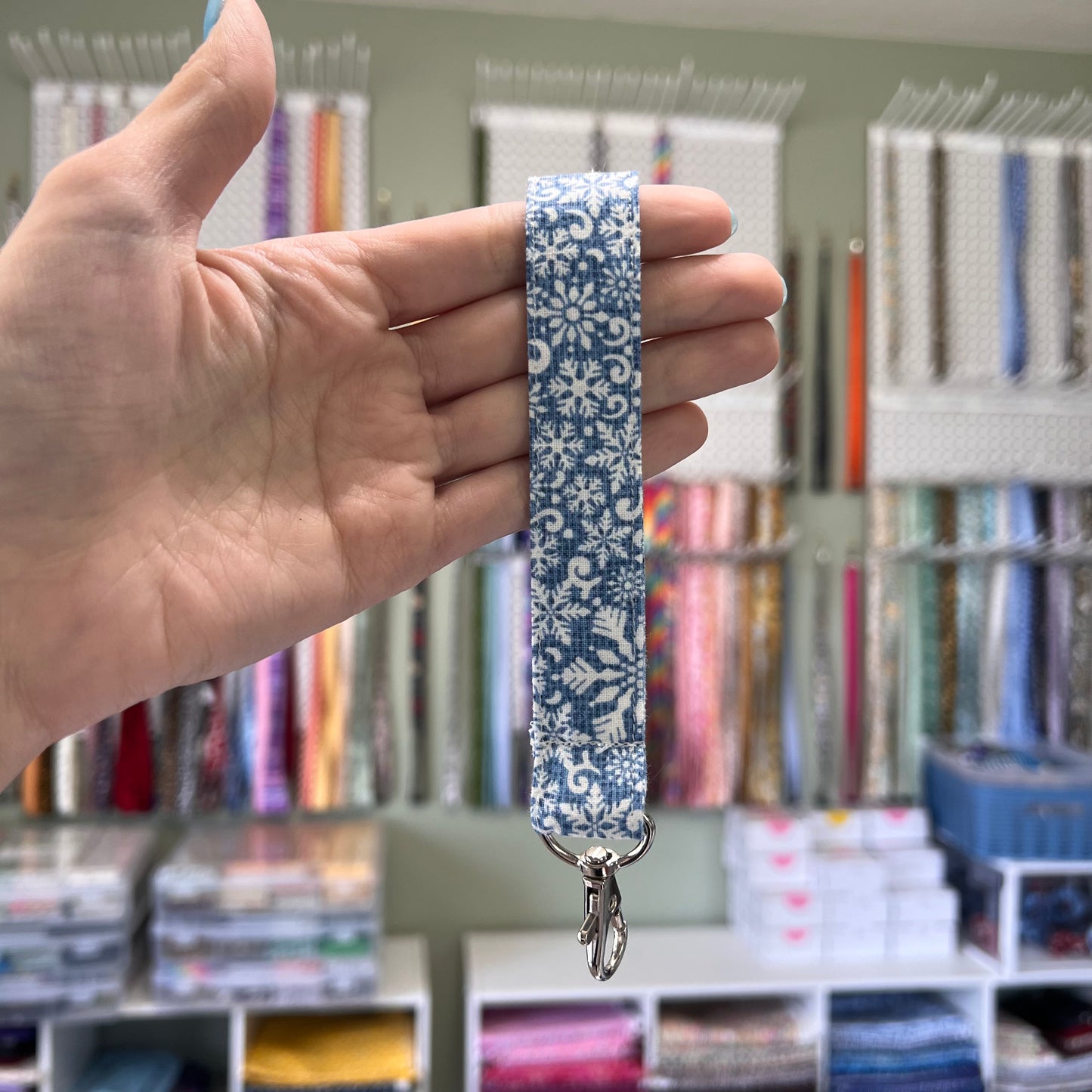 Light Blue Snowflake Wristlet