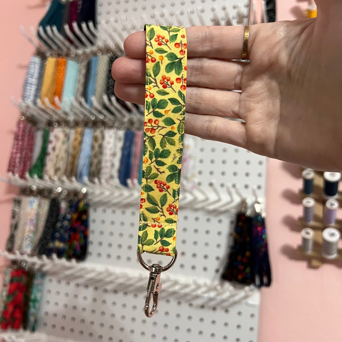 Yellow Holly Wristlet