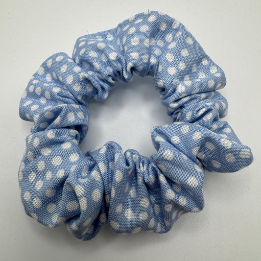 Light Blue Polka Dot Scrunchie