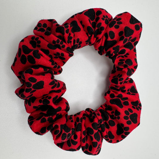 Red and Black Paw Print Scrunchie