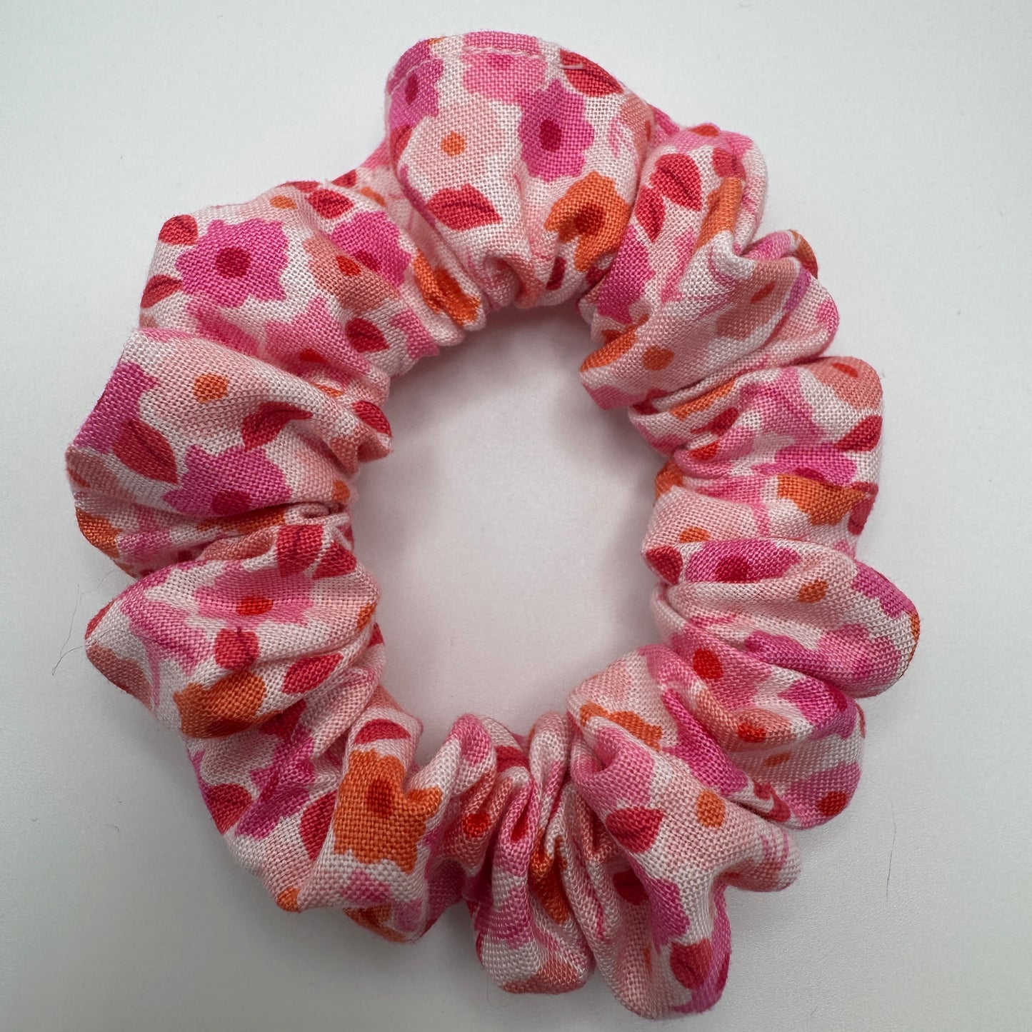 Pink and Orange Floral Scrunchie