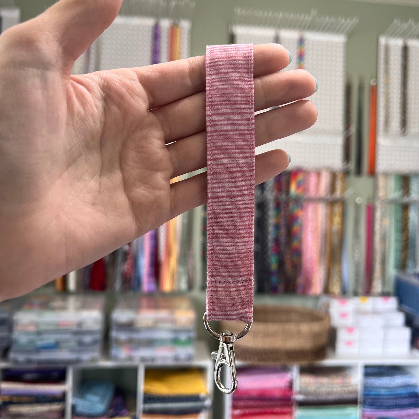 Pink Stripe Wristlet