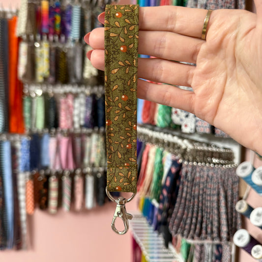 Olive and Orange Vine Wristlet