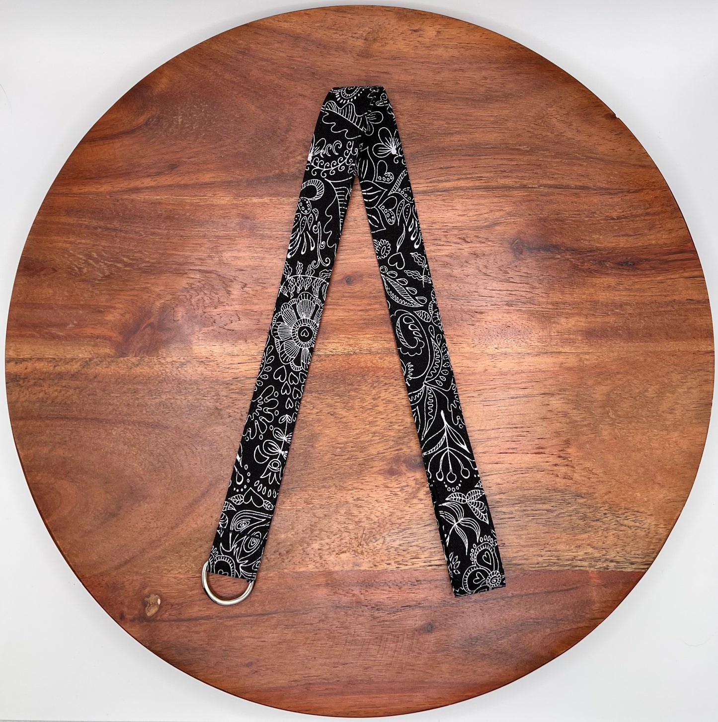 Black and White Fine Line Floral Lanyard