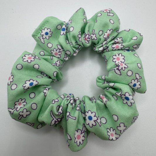 Mint Vintage Floral Scrunchie