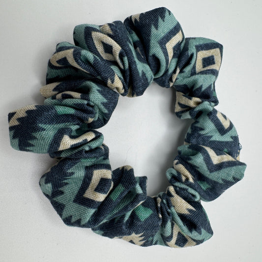 Blue Aztec Scrunchie