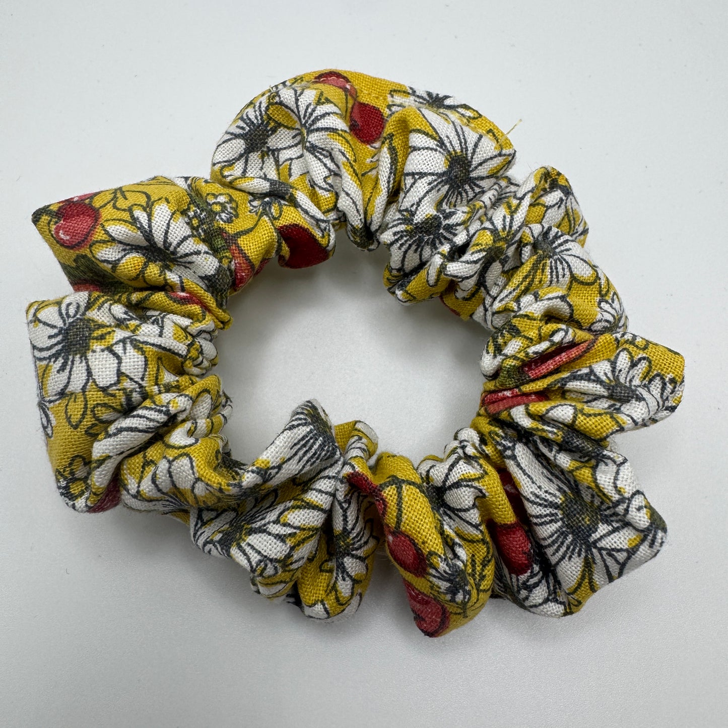 Yellow Floral with Berries Scrunchie