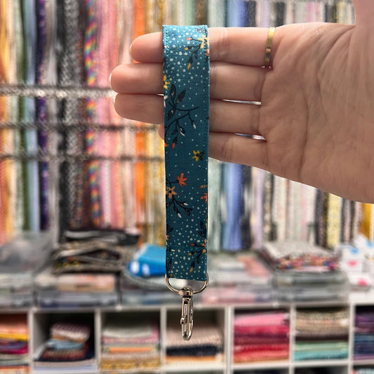 Teal Floral Wristlet