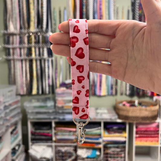 Pink and Red Heart Wristlet