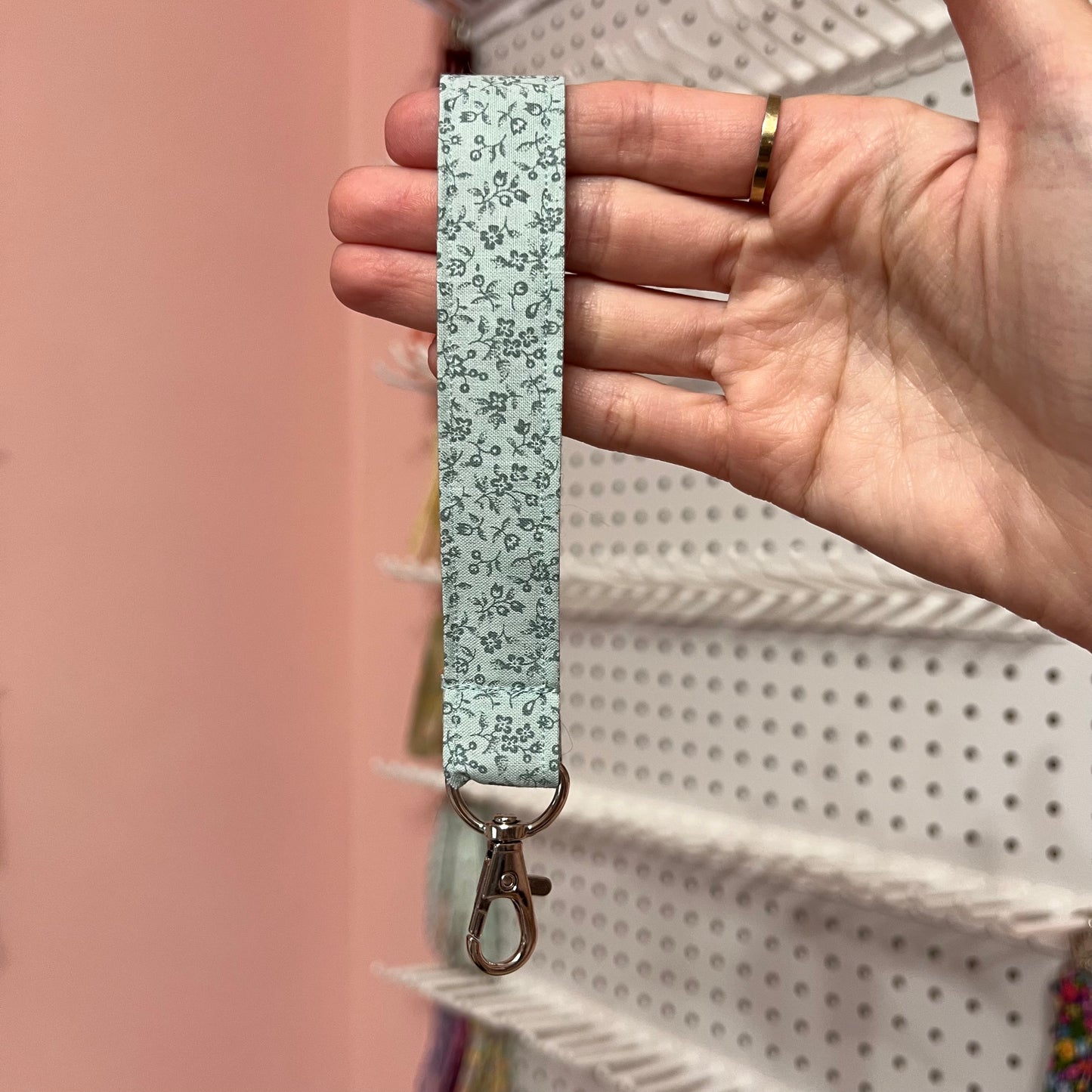 Teal on Teal Floral Wristlet