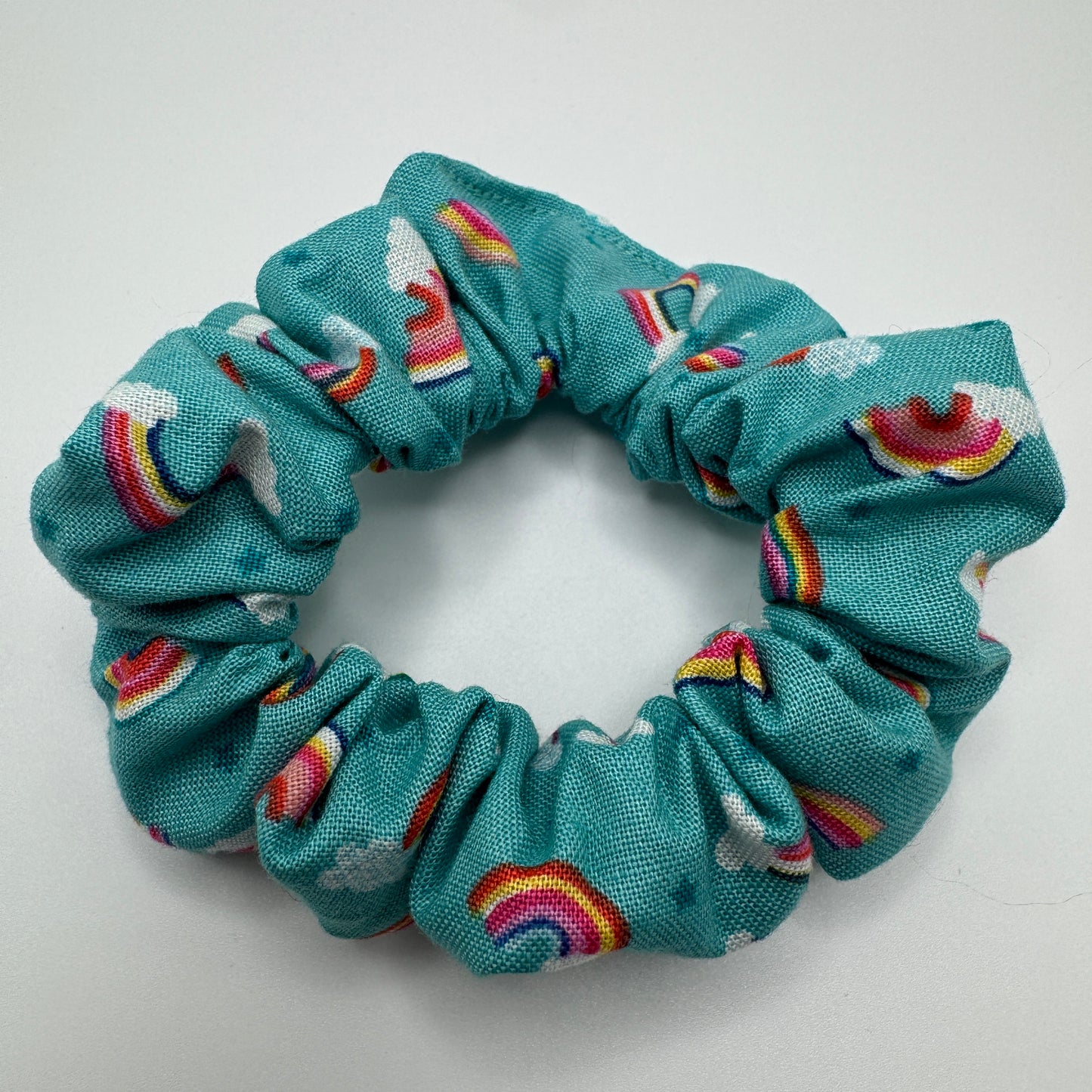 Teal Rainbow Scrunchie