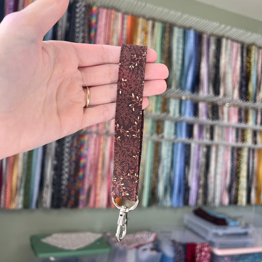 Brown and Gold Leaf Wristlet