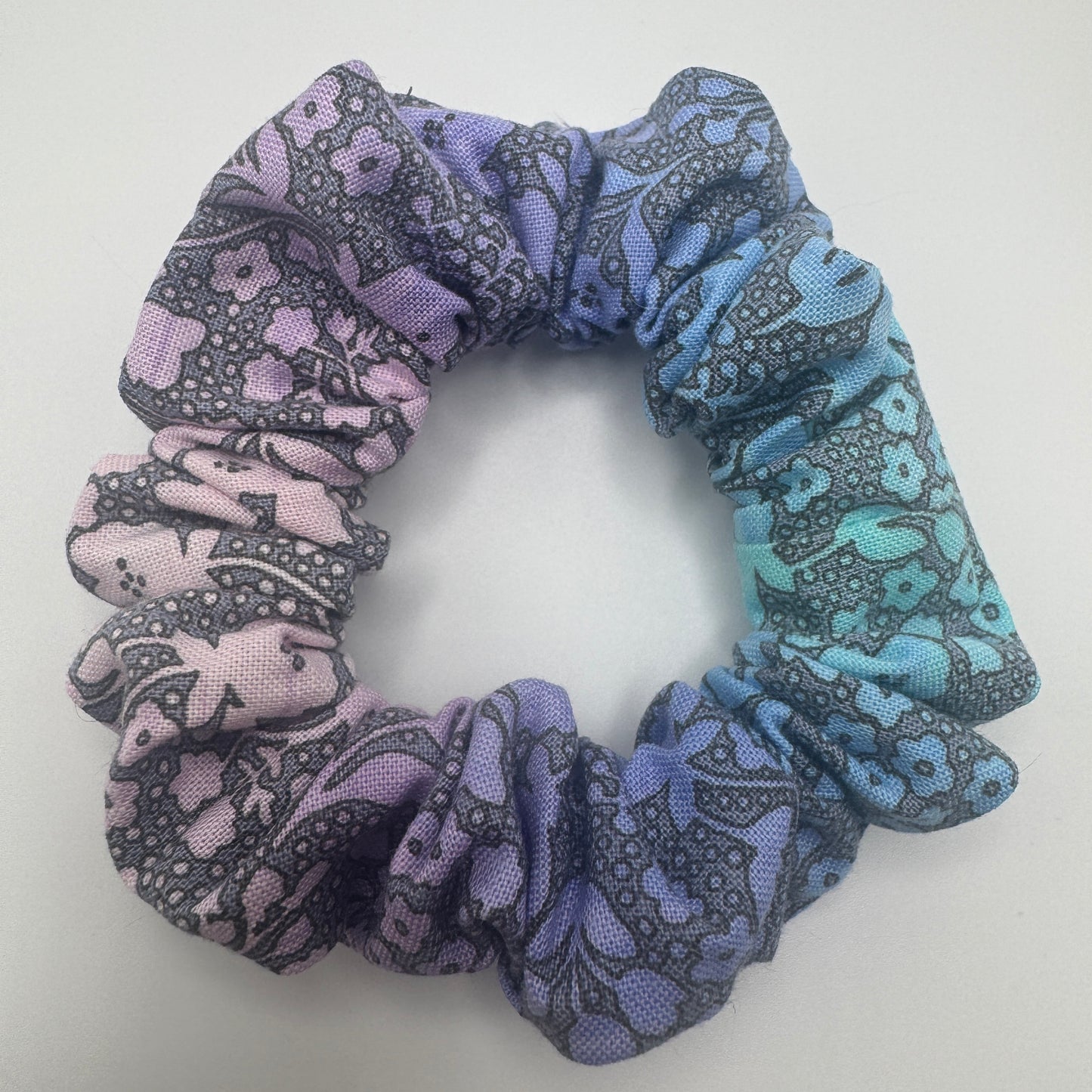 Gray Ombre Floral Scrunchie