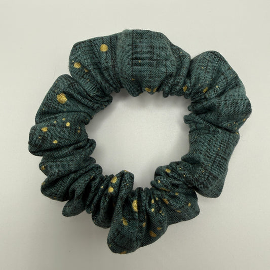 Eucalyptus and Gold Dot Scrunchie