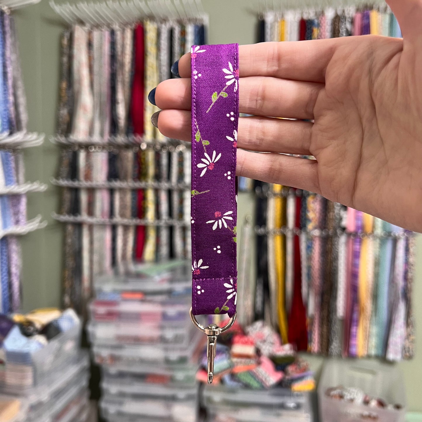 Bright Purple Floral Wristlet